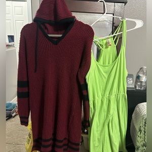 Sweater dress $10. Green dress $5